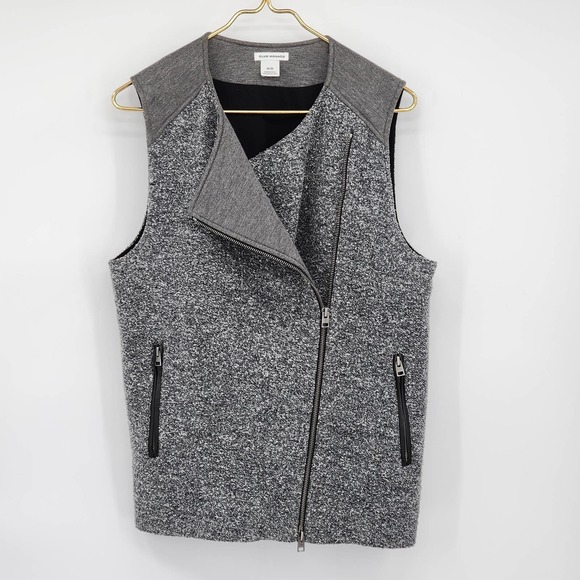 Club Monaco Avani Vest Lamb Leather Trim Gray Marled Size Medium - Picture 1 of 7